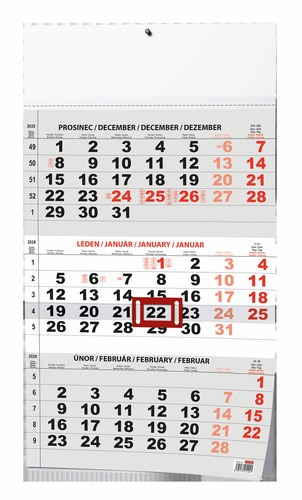 Tříměsíční kalendář 2026 - nástěnný kalendář
