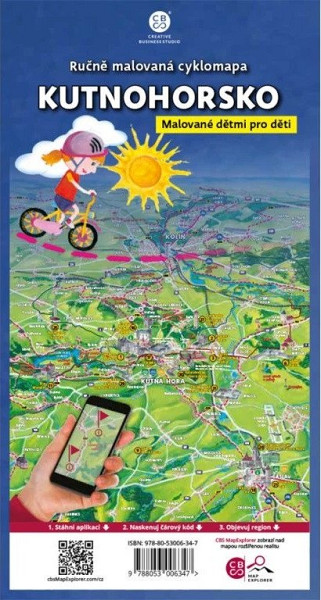 Ručně malovaná cyklomapa Kutnohorsko
