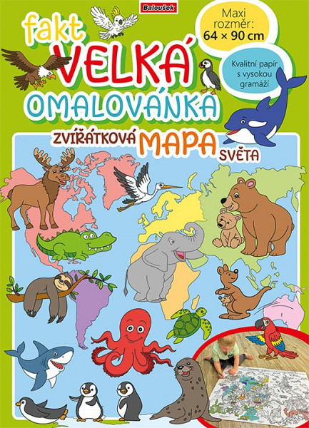 Fakt velká omalovánka Zvířatková mapa světa