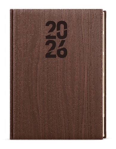 Denní diář 2026 Ctirad s výsekem Wood A5 hnědá