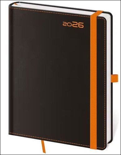 Týdenní diář 2026 A5 Black Orange s poutkem