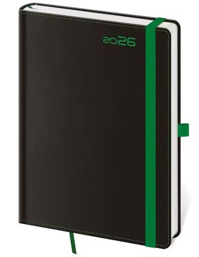 Týdenní diář 2026 B6 Black Green s poutkem