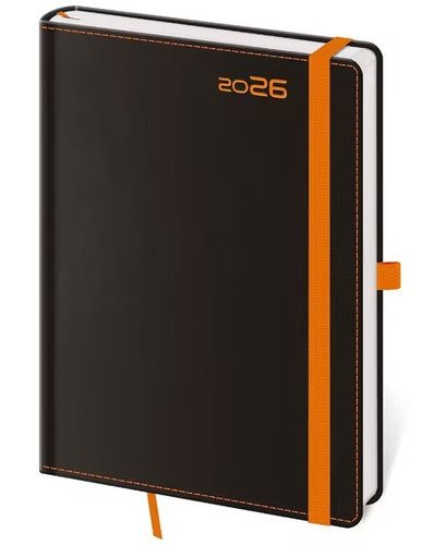 Týdenní diář 2026 B6 Black Orange s poutkem