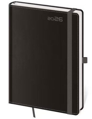 Týdenní diář 2026 B6 Double Black s poutkem