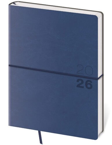 Týdenní diář 2026 B6 Flexio tmavě modrý s gumičkou