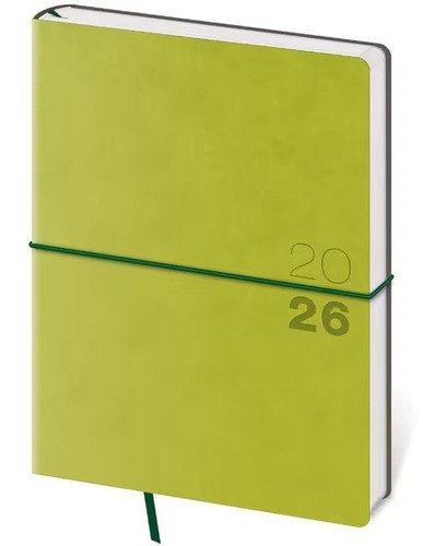 Týdenní diář 2026 B6 Flexio zelený s gumičkou