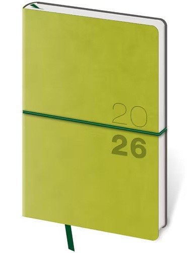 Kapesní diář 2026 Flexio zelený s gumičkou
