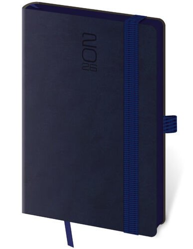 Kapesní diář 2026 Memory tmavě modrý s gumičk