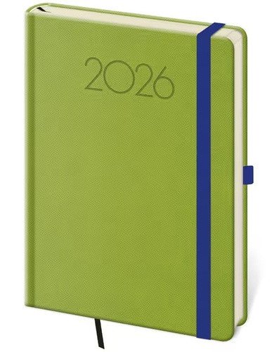 Denní diář 2026 A5 New Praga zelený s gumičkou
