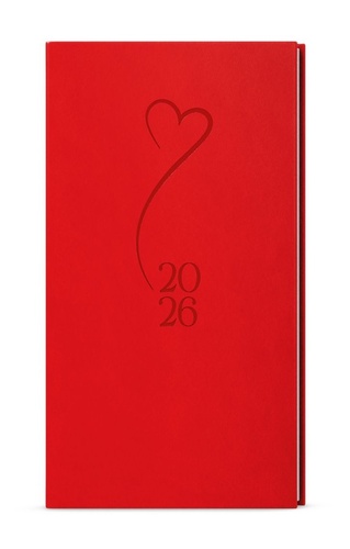 Týdenní diář 2026 Jakub Vivella s ražbou kapesní červená Srdce
