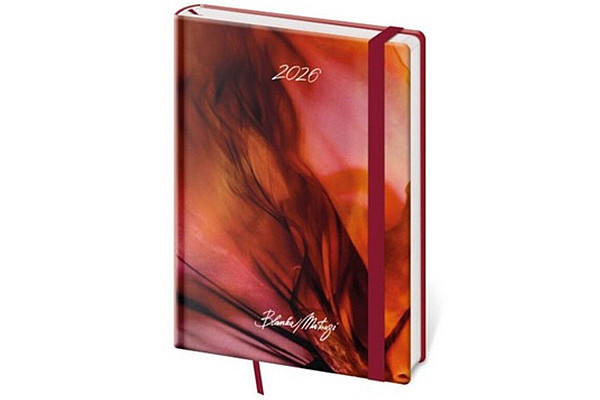 Týdenní diář 2026 A5 Vario Matragi Red s gumičkou