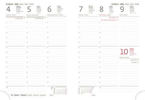 Týdenní diář 2026 B6 Vario Hearts s gumičkou