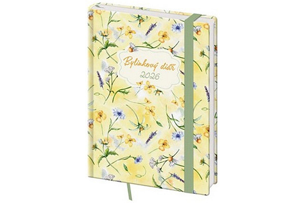 Týdenní diář 2026 B6 Bylinkový Herbs s gumičkou