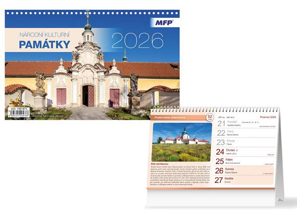 Národní kulturní památky kalendář 2026 - stolní kalendář