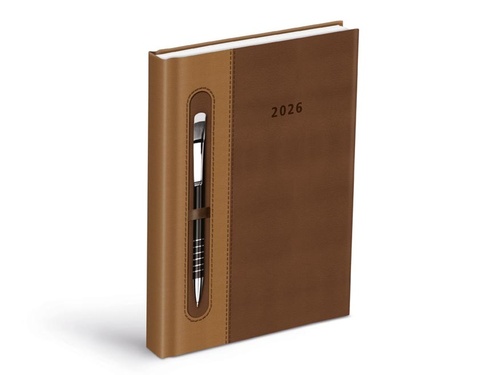 Diář 2026 D801 PU dark brown/beige