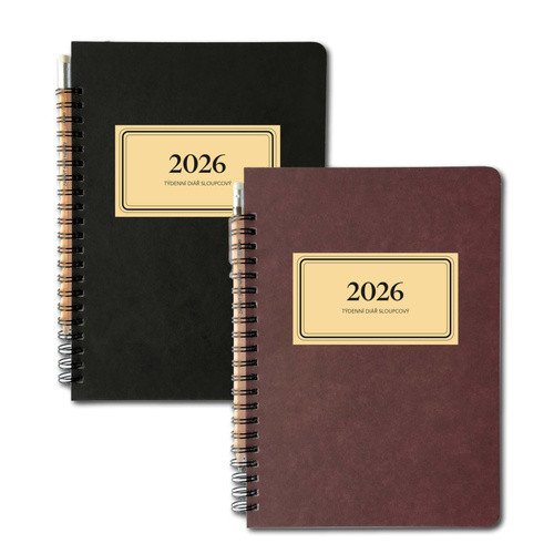 Diář týdenní s tužkou retro A5, sloupcový