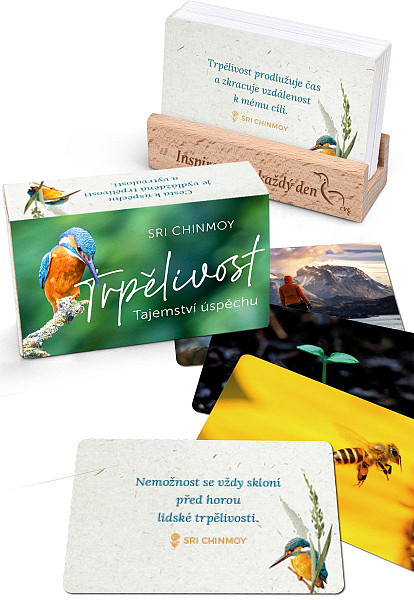 Trpělivost - Tajemství úspěchu - karty s dřevěným stojánkem