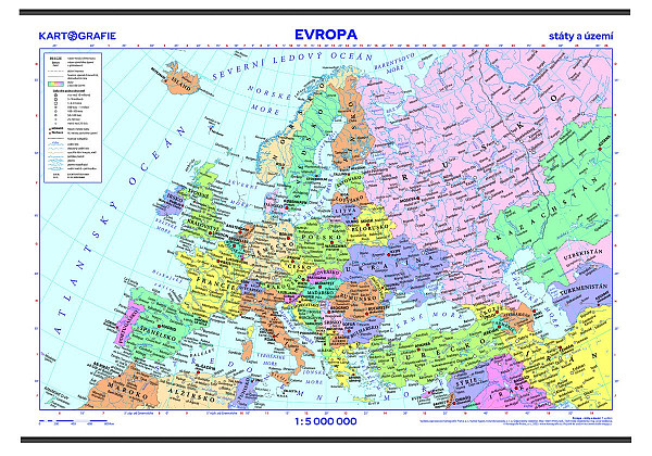Evropa státy a území, školní nástěnná