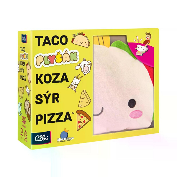 Taco, plyšák, koza, sýr, pizza