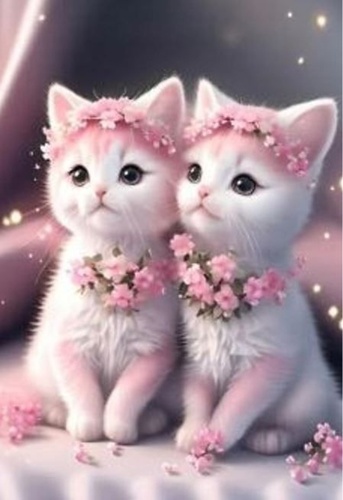 Diamantové malování Růžová koťátka