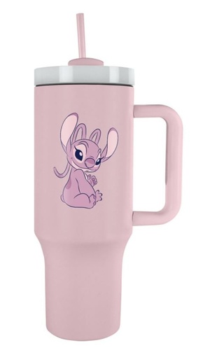 Lilo a Stitch cestovní hrnek s brčkem růžový