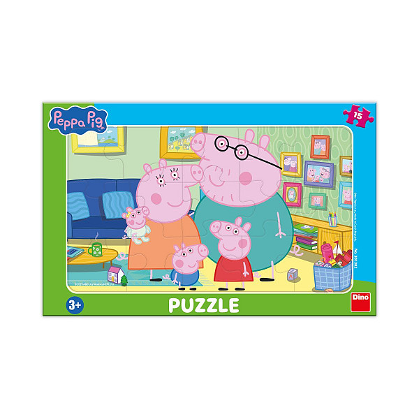 Puzzle 15 Peppa Pig v obývacím pokoji deskové