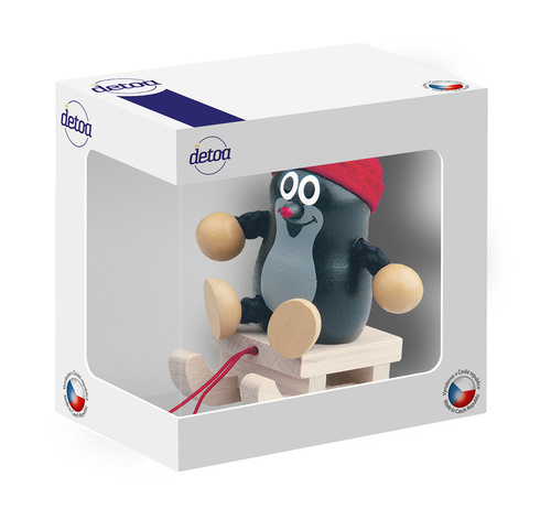 Krtek na sáňkách s čepicí