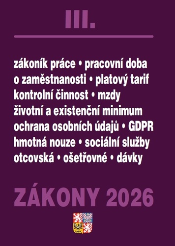 Zákony III/2026 - Zákoník práce, Pojištění, Sociální služby