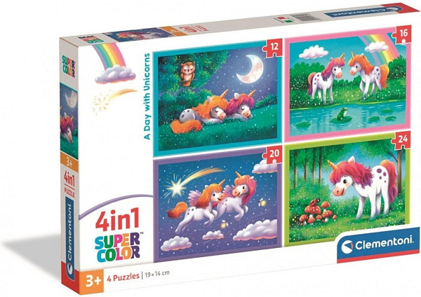Puzzle Jednorožci 4v1 (12+16+20+24 dílků)