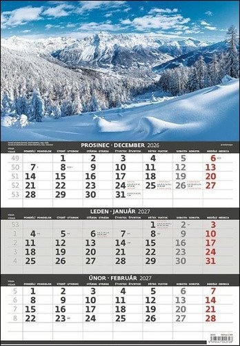 Tříměsíční kalendář Hory 2027 - nástěnný kalendář
