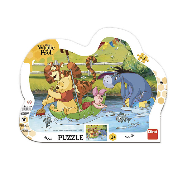 Puzzle 25 Medvídek Pú na plavbě kontura