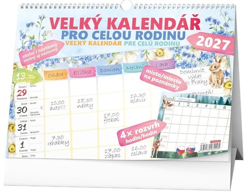 Velký kalendář pro celou rodinu 2027 - stolní kalendář
