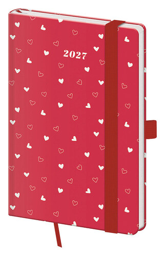 Kapesní diář 2027 A6 Vario Hearts s gumičkou