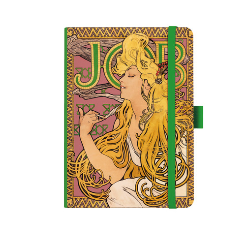 Notes A5 Premium Alfons Mucha 2027 prázdný zelený