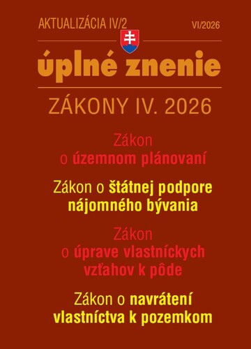 Aktualizácia IV/2 2026 – Stavebný zákon – územné plánovanie