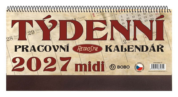 Pracovní kalendář 2027 RETRO MIDI - stolní kalendář
