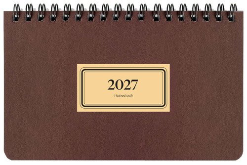 Diář 2027 týdenní na šířku RETRO, vínový