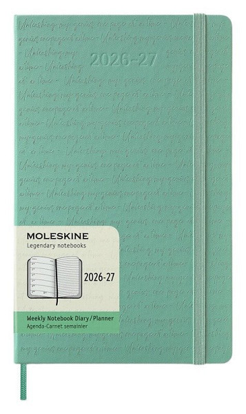 18měsíční diář Moleskine Colored Patterned 2026-27 - tvrdé desky, L, týdenní, světle zelený