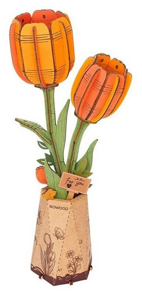 3D Dřevěná skládačka: Oranžový tulipán