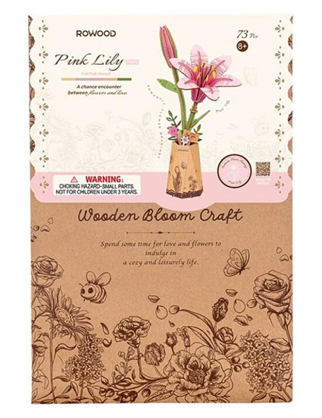 3D Dřevěná skládačka: Růžová lilie