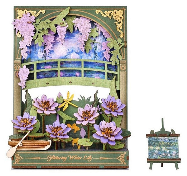 3D Dřevěná skládačka: Třpytivé lekníny