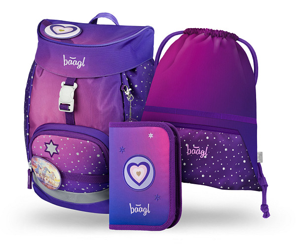 BAAGL SET 3 AIRY Koně srdce: batoh, penál, sáček