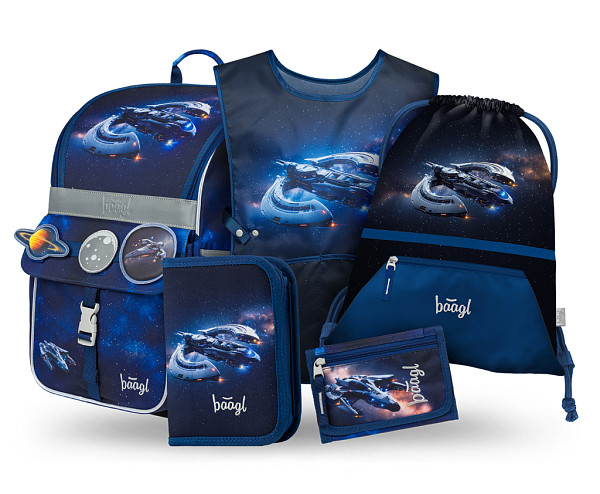 BAAGL SET 5 Zippy Vesmírná Loď: aktovka, penál, sáček, zástěra, peněženka
