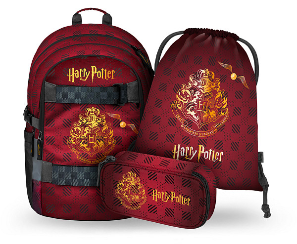 BAAGL SET 3 Skate Harry Potter Bradavice vínový: batoh, penál, sáček