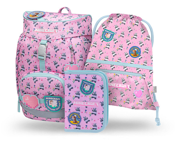 BAAGL SET 3 Airy Minecraft Panda: batoh, penál, sáček