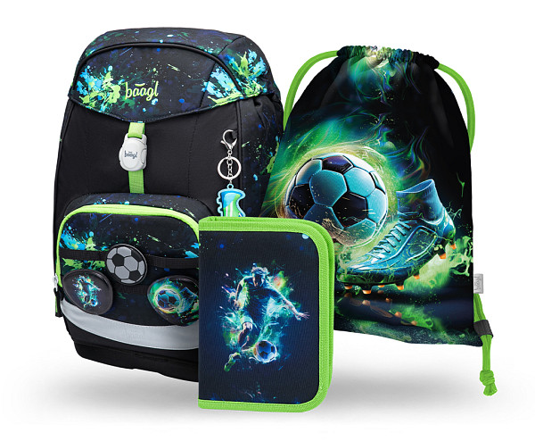 BAAGL SET 3 Airy Plus Fotbal: batoh, penál, sáček