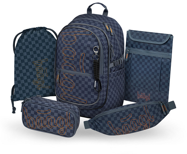 BAAGL SET 5 Core Ska modrý: batoh, penál, sáček, ledvinka, obal na notebook GRS