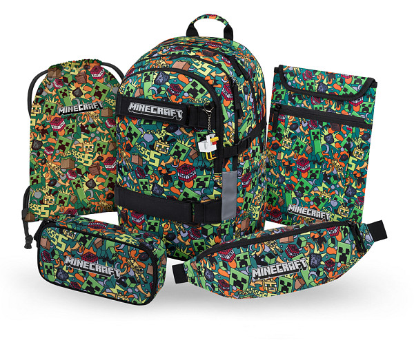 BAAGL SET 5 Skate Minecraft Chaos: batoh, penál, sáček, ledvinka, obal na notebook