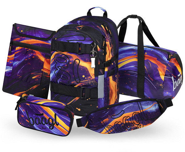 BAAGL SET 5 Skate Vibe: batoh, penál, sportovní taška, ledvinka, obal na notebook GRS