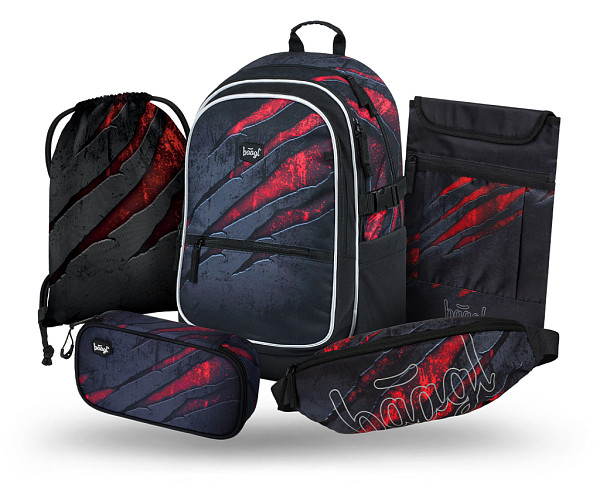 BAAGL SET 5 Core Láva: batoh, penál, sáček, ledvinka, obal na notebook